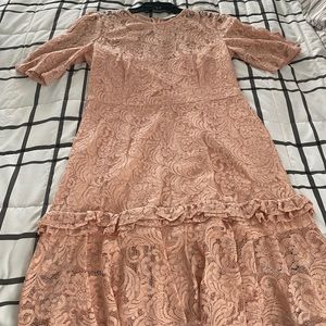 Nordstrom Cooper street size 10 blush pink lace dress ruffles at sleeves hem